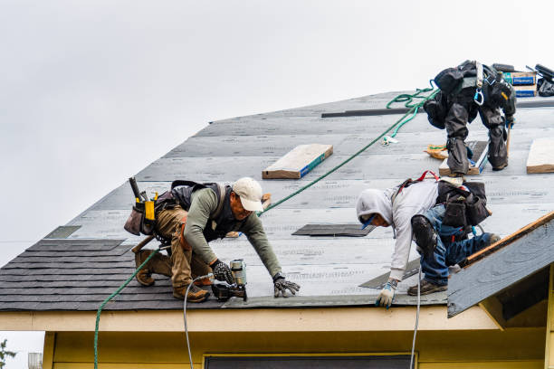 Professional Gutter Installation technician working in Moreland, ID